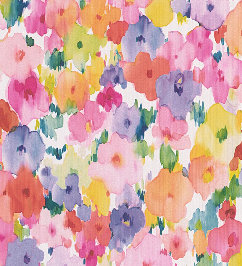 Papel pintado flores de acuarela juveniles multicolor  Adria 455931