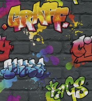 Papel pintado muro de graffiti estilo urbano multicolor Urban Graffiti 6247