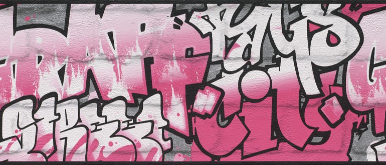 Cenefa muro de graffiti estilo urbano rosa intenso Urban Graffiti 6297