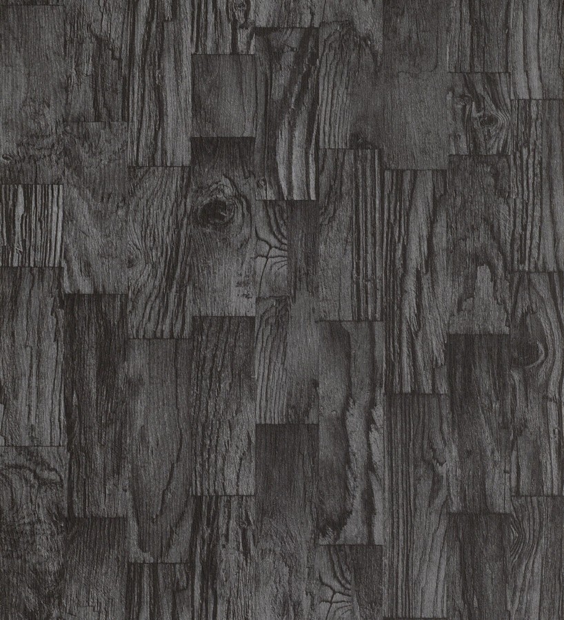 Papel pintado tablas de madera negra y gris oscuro Gaviero 6885