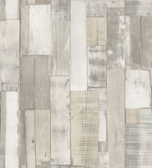 Papel pintado tablas de madera clara y blanca estilo nórdico Portimao 6888