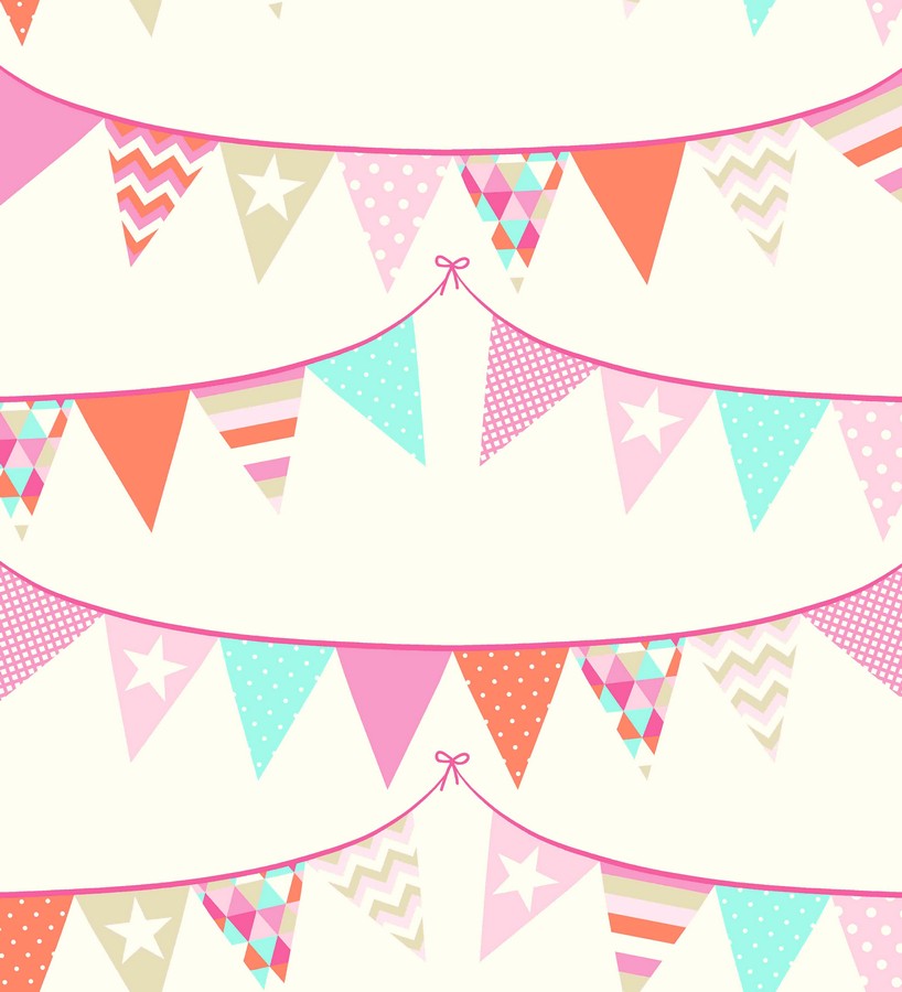 Papel pintado guirnaldas de fiesta para niños  Colored Pennants 7344