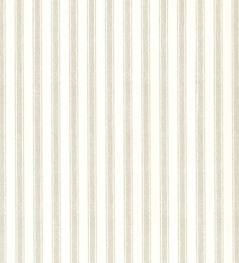 Papel pintado rayas efecto textil gris claro visón y blanco roto Raya Narváez 7412