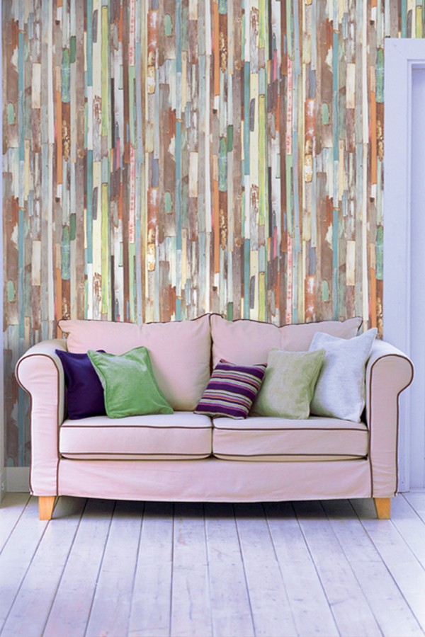 Papel pintado listones de madera estilo tropical  Algarve 7445