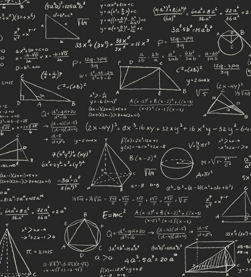 Papel pintado pizarra ecuaciones matemáticas blanco fondo negro Tahoma 8344