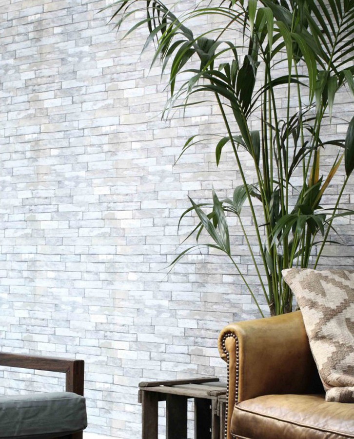 Papel pintado ladrillo de madera gris claro minimalista  Kenwood 8381