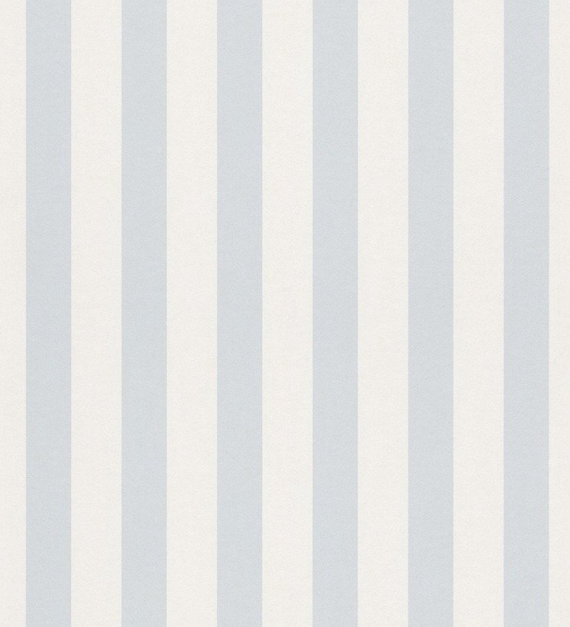 Papel pintado rayas infantiles bicolor celeste grisáceo y blanco Raya Alhena 8712