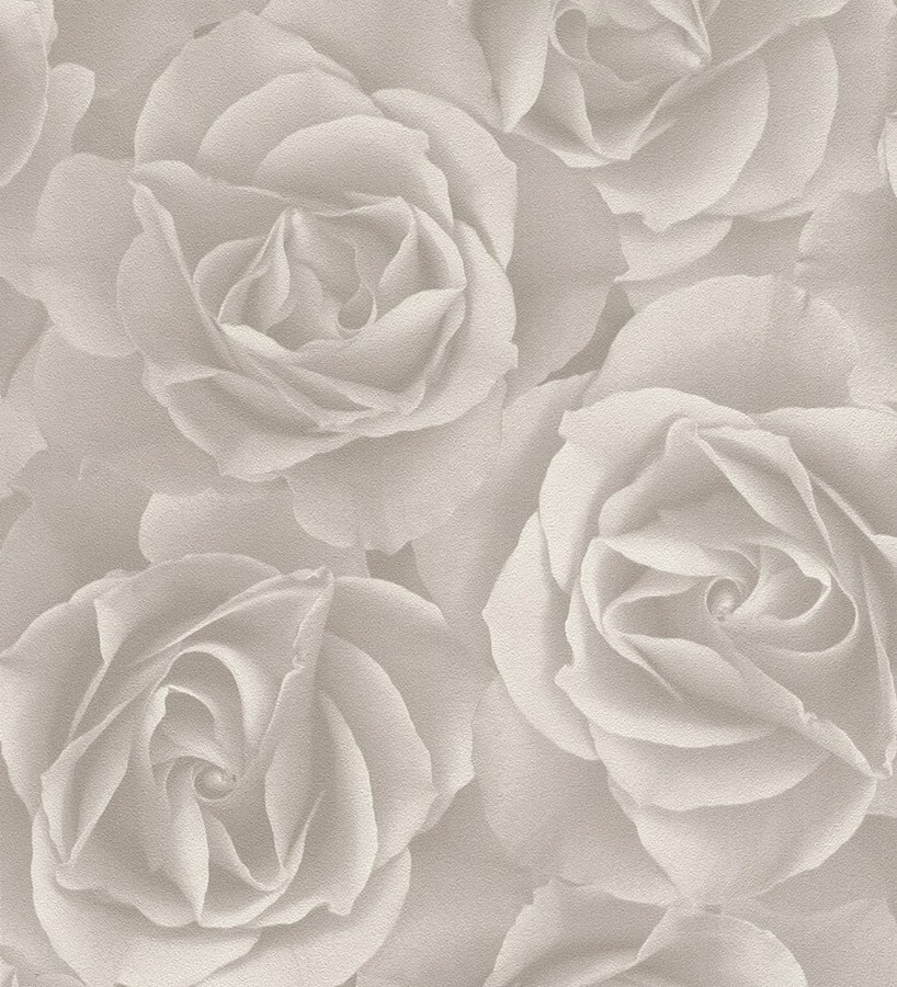 Papel pintado rosas grandes modernas gris claro Cídipe 8811