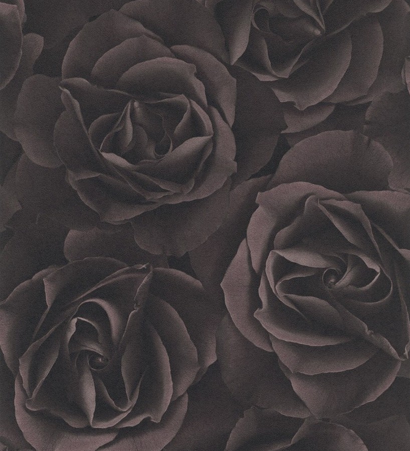 Papel pintado rosas grandes modernas gris visón oscuro Cídipe 8812