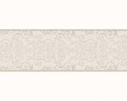 Cenefa damasco gris perla metalizado y blanco Saltanis 453407