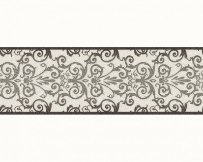 Cenefa damasco negro metalizadoy blanco clásico Saltanis 453408