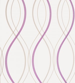 Papel pintado líneas curvas geométricas morado arcilla Freund 339889