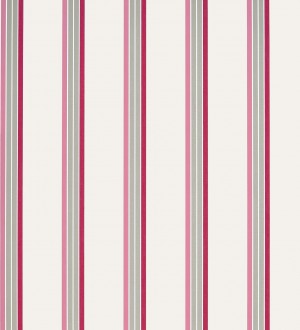 Papel pintado de rayas finas rosa, beige fondo blanco Raya Verisa 421518