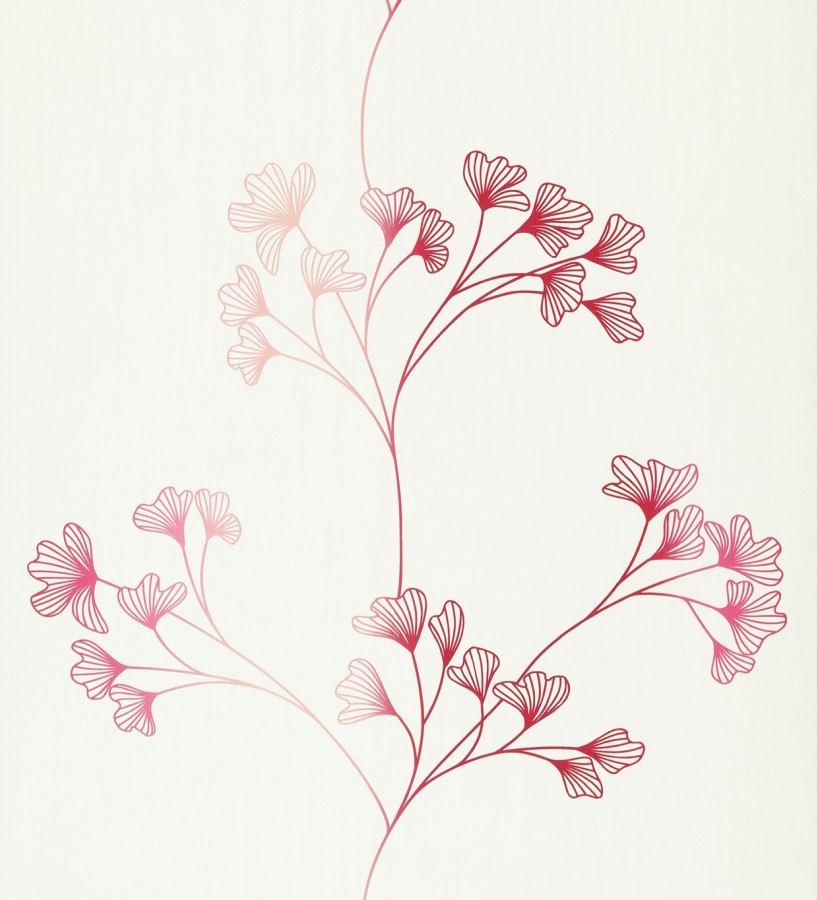 Papel pintado floral con dibujos de pétalos pequeños rosa intenso fondo blanco roto Emilce 421539