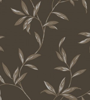 Papel pintado de ramas y hojas otoñales gris visón fondo gris visón oscuro Nandia 421545