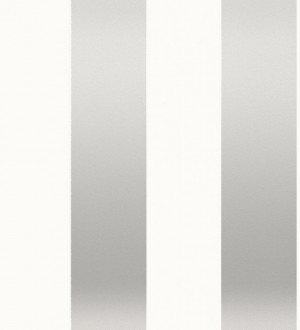 Papel pintado de rayas anchas plata metalizado fondo blanco Raya Cervantes 421628