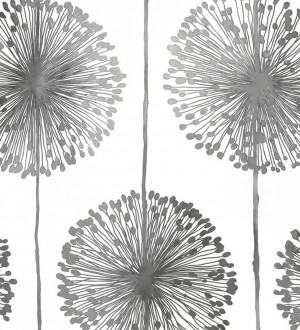 Papel pintado nórdico de dientes de león gris fondo blanco Dandelion Nordic 421646