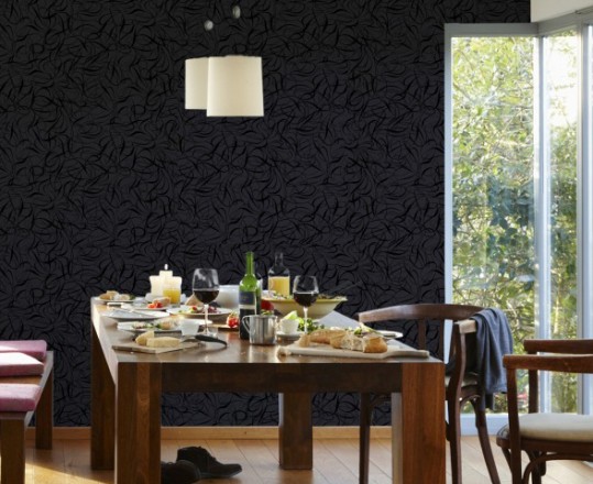Papel pintado con trazos y garabatos modernos negro Sonata 421502