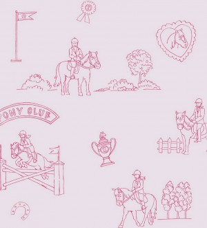 Papel pintado infantil club de caballos ponis rosa claro Pony´s Club 421529