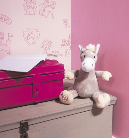 Papel pintado infantil club de caballos ponis rosa claro Pony´s Club 421529