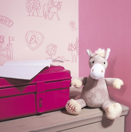 Papel pintado infantil club de caballos ponis rosa claro Pony´s Club 421529