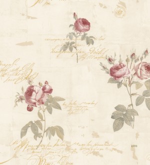 Papel pintado flores y letras estilo vintage Belle Fleur 121371