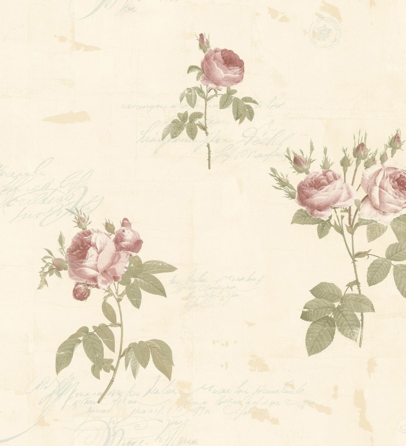 Papel pintado flores y letras estilo vintage Belle Fleur 121372