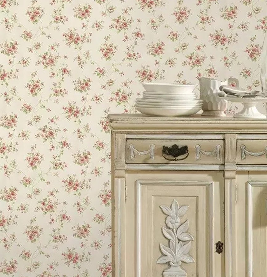 Papel pintado vintage flores pequeñas   Fleur Monique 121256