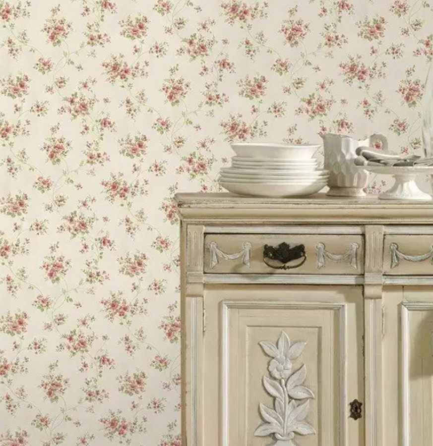 Papel pintado vintage flores pequeñas   Fleur Monique 121256