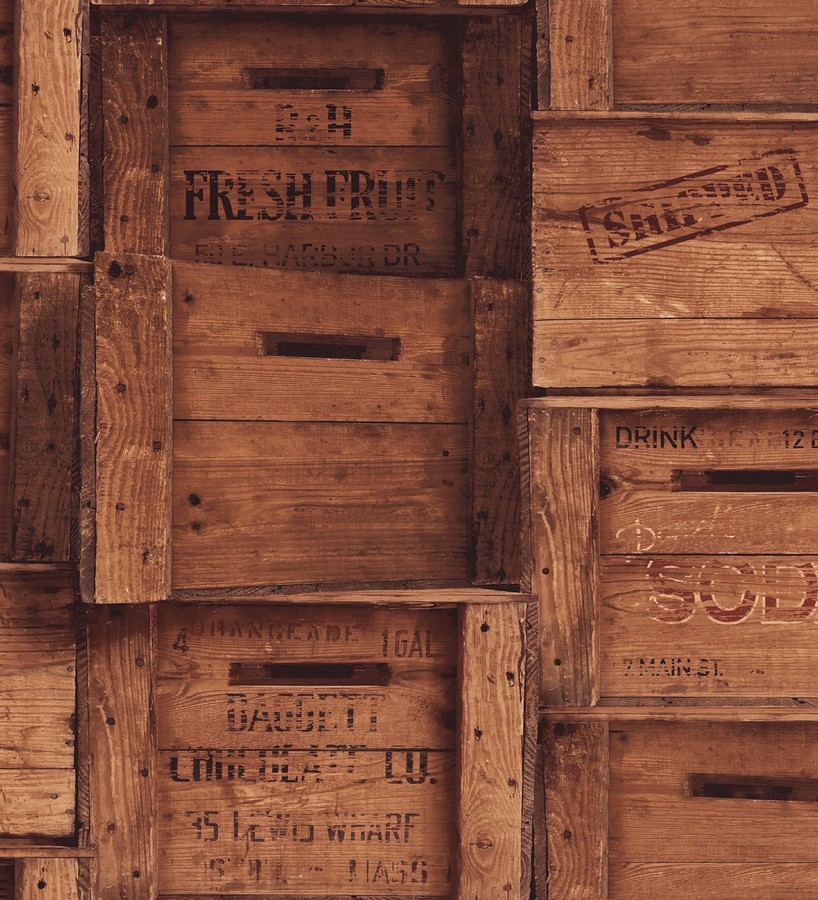 Papel pintado cajas de madera estilo vintage Market Boxes 121305