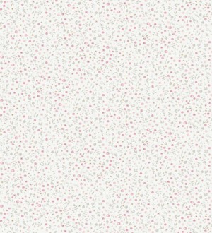 Papel pintado infantil hojas y flores pequeñas rosa claro Ariann 232139