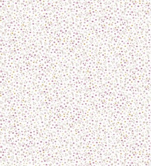 Papel pintado infantil hojas y flores pequeñas malva Ariann 232140