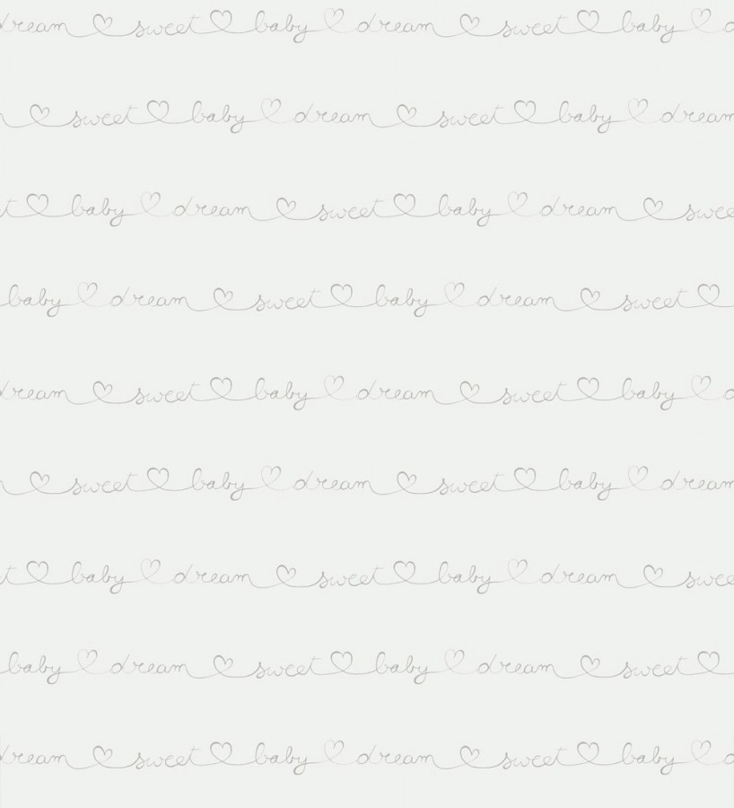 Papel pintado letras manuscritas con corazones gris Briana 232142