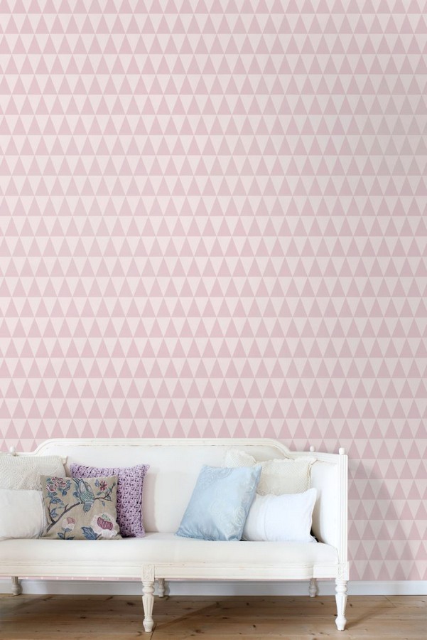 Papel pintado triángulos tonos rosas estilo nórdico Nordem Mountains 676918