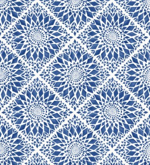 Papel pintado mosaico de azulejos modernos azul y blanco Ibizan Metrix 676969