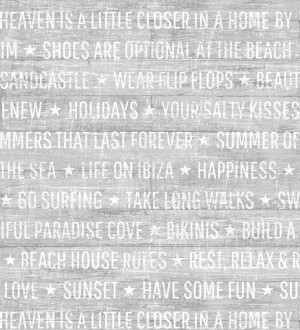 Papel pintado palabras positivas fondo gris claro Life on Ibiza 676995