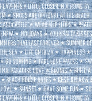 Papel pintado palabras positivas fondo azul marino Life on Ibiza 677000