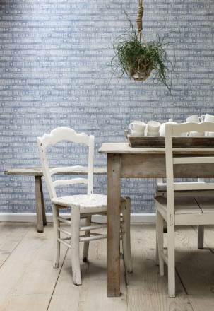 Papel pintado palabras positivas fondo azul marino Life on Ibiza 677000