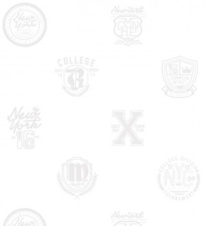 Papel pintado con emblemas universitarios fondo blanco Champion Spirit 677024