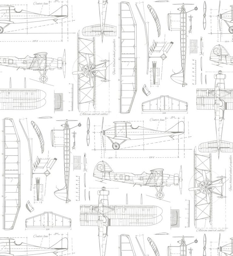 Papel pintado planos de avión fondo blanco Airplane Design 677031