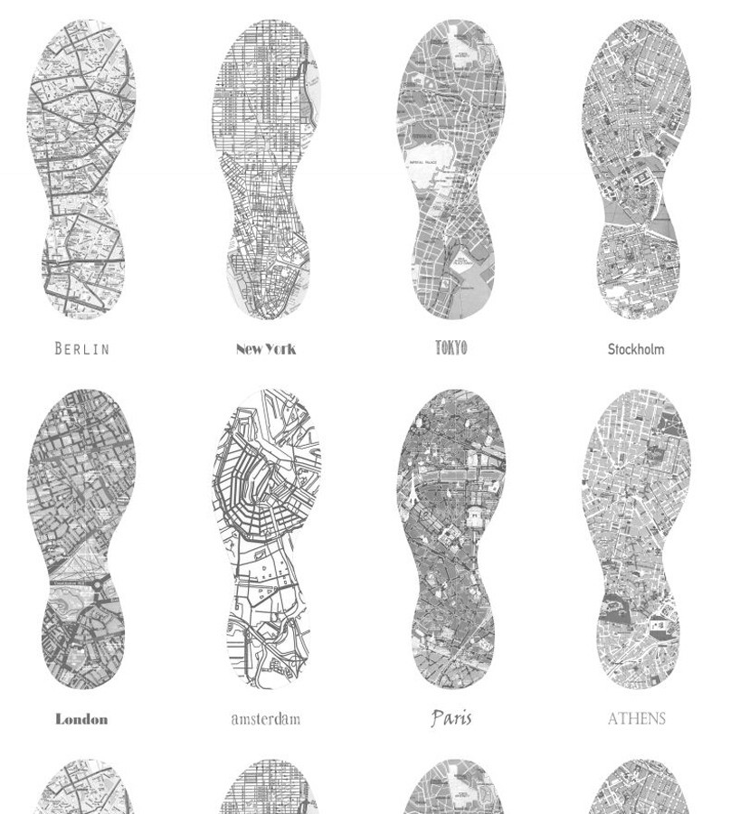 Papel pintado mapas de huellas fondo blanco World Footprints 677037