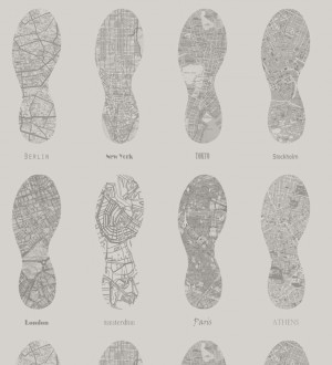 Papel pintado mapas de huellas fondo gris World Footprints 677038