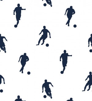 Papel pintado siluetas futbolistas azul marino fondo blanco Bristol Players 677049