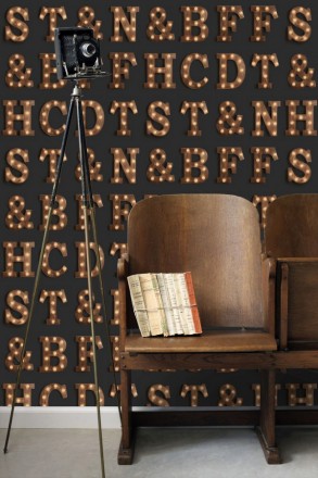 Papel pintado letras luminosas Modern Torch Letters 677225