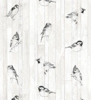 Papel pintado pájaros tropicales blanco y negro Tropic Birds 677254