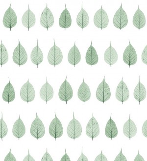 Papel pintado hojas pequeñas verdes fondo blanco estilo minimalista Danish Fall 677265