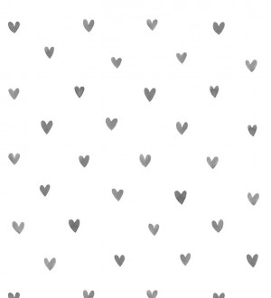 Papel pintado corazones grises fondo blanco Magic Hearts 677352