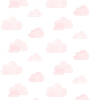 Papel pintado nubes infantiles rosas fondo blanco Dream Sky 677367