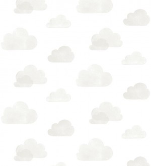 Papel pintado nubes infantiles grises fondo blanco Dream Sky 677383