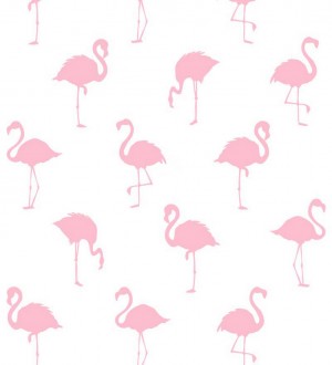 Papel pintado flamencos rosas fondo blanco Miss Flamingo 679035